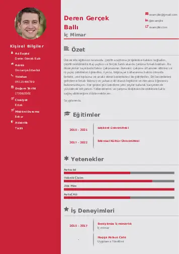 İç Mimar Cv Örnekleri cv indir